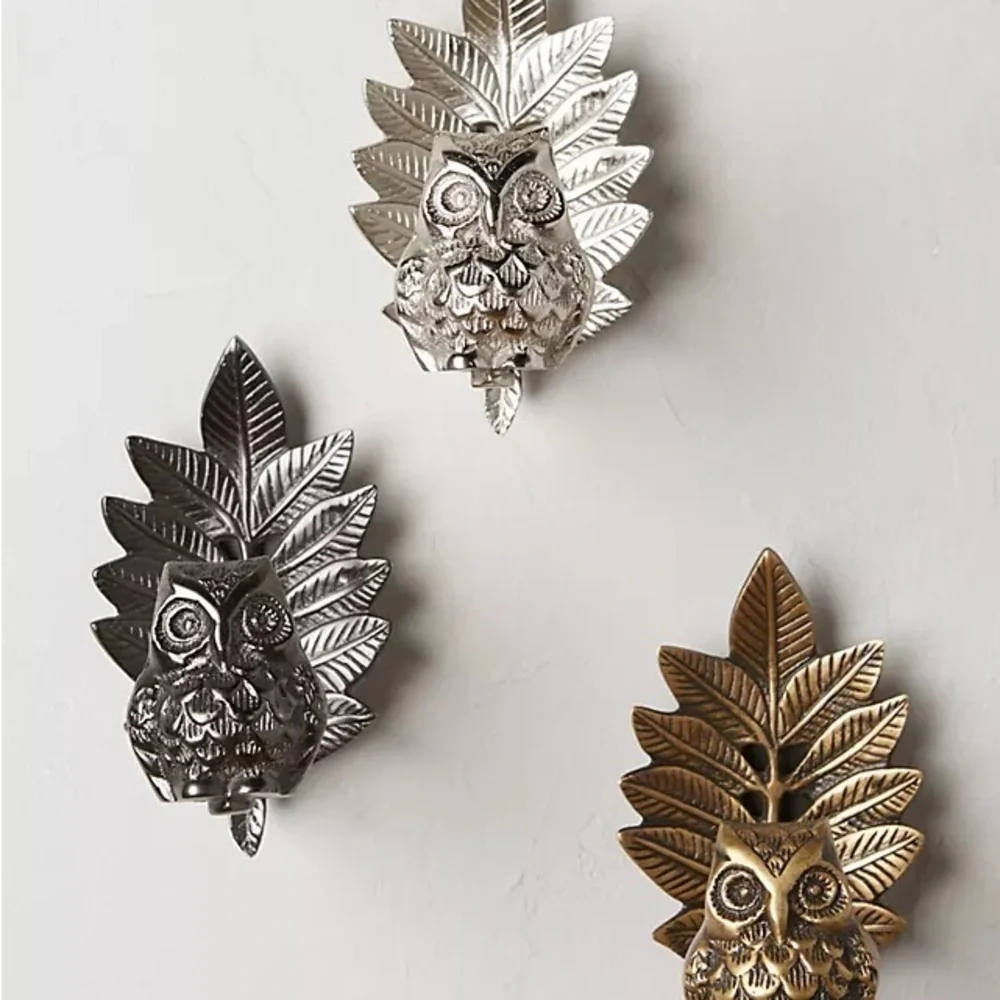 Anthropologie Wise Owl Curtain Tie Back New 1 Piece needs 2 screws  Silver Owl